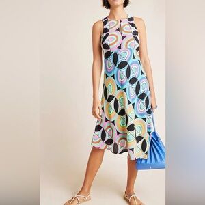 Anthropologie Kenzie Mod Retro Geometric print asymmetrical hem size US 6